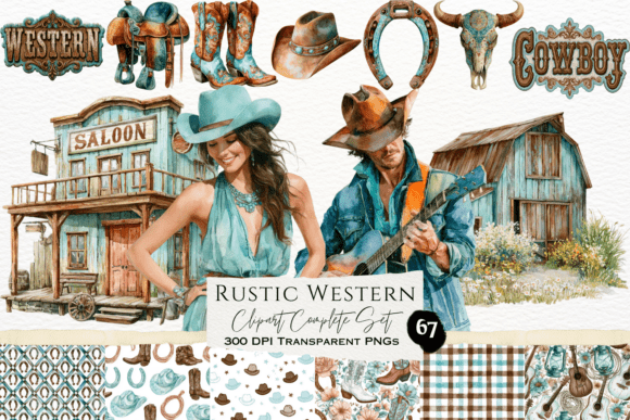 Download Rustic Western Watercolor Clipart Set - Watercolor clipart set Collection