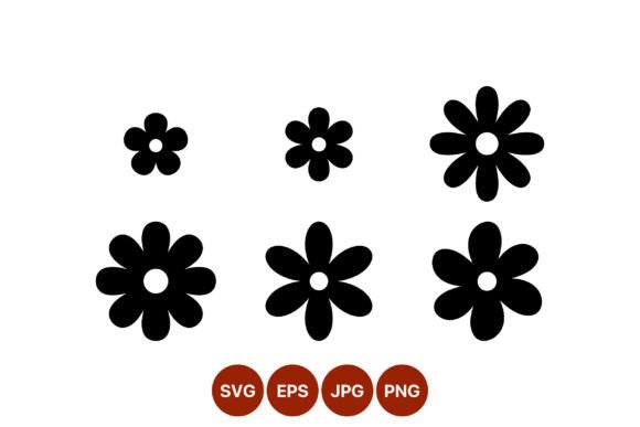 Download Simple Black Flower Shapes Vector - Vector Collection