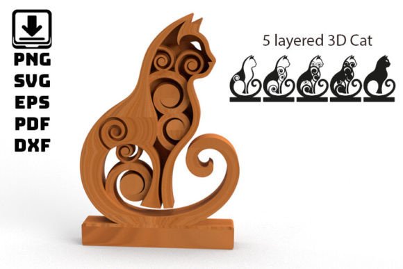 Download 3D Cat Decoration - Layered Decoration - Decoration Collection