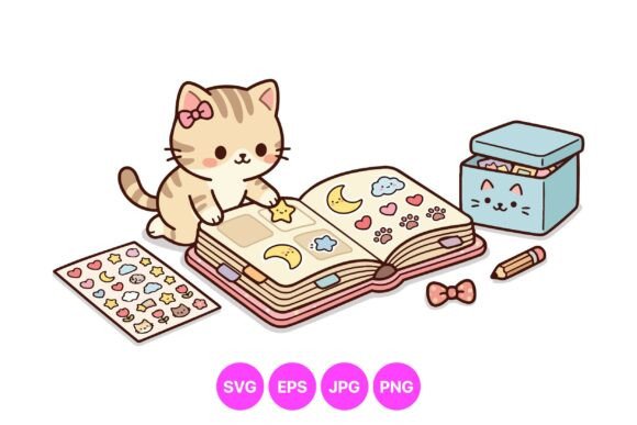 Download Cute Kitty Sticker Scrapbook SVG - Scrapbook svg Collection